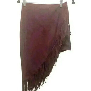 EXPRESS- Women’s Purple  Suede Fringe Asymmetrical Skirt. Size :2